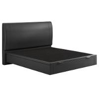 Cama Queen Baú Flutuante Com Cabeceira 160cm Spazio S04 Couríssimo Preto - Lyam Decor - 1