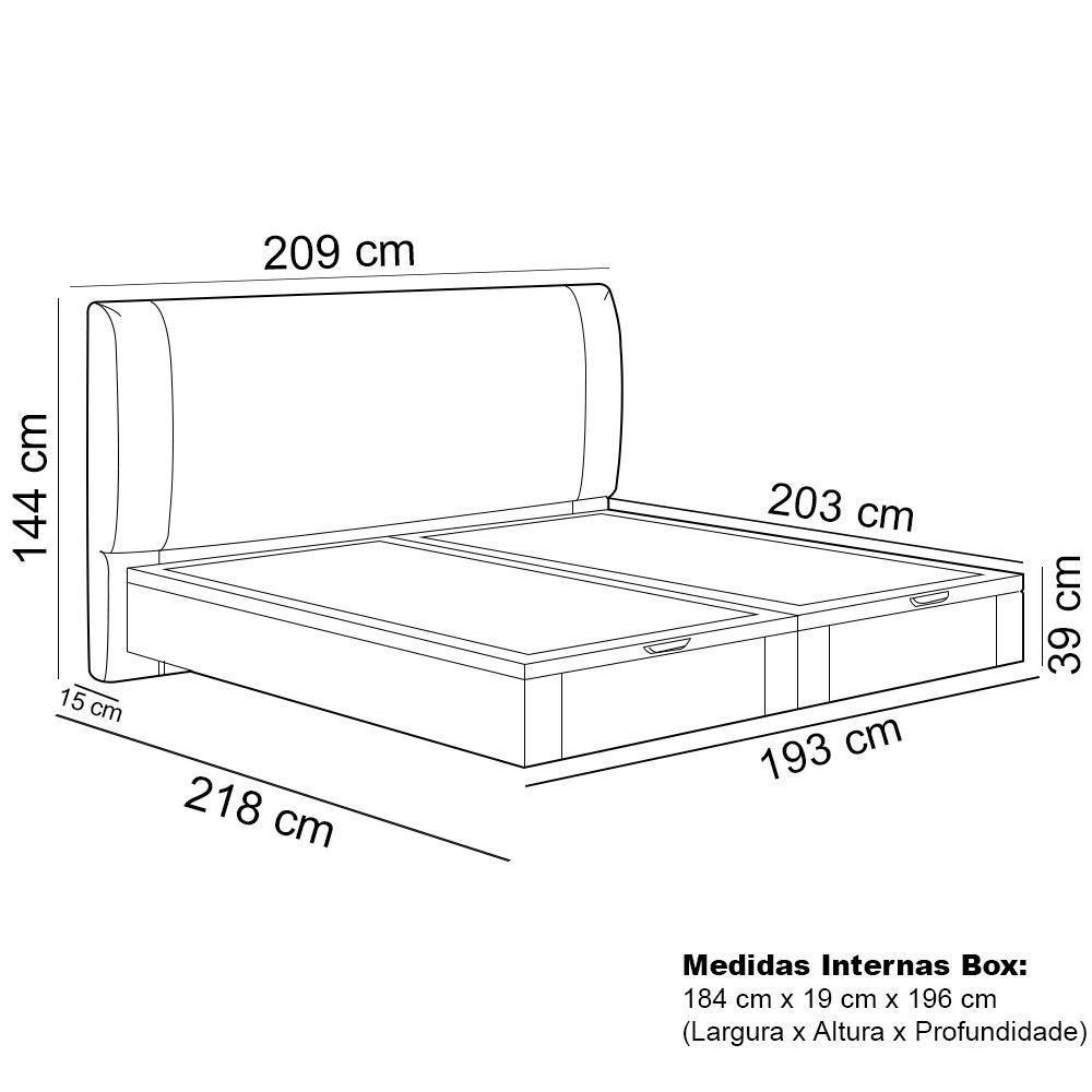Cama King Baú Flutuante Com Cabeceira 195cm Spazio S04 Couríssimo Caramelo - Lyam Decor - 5