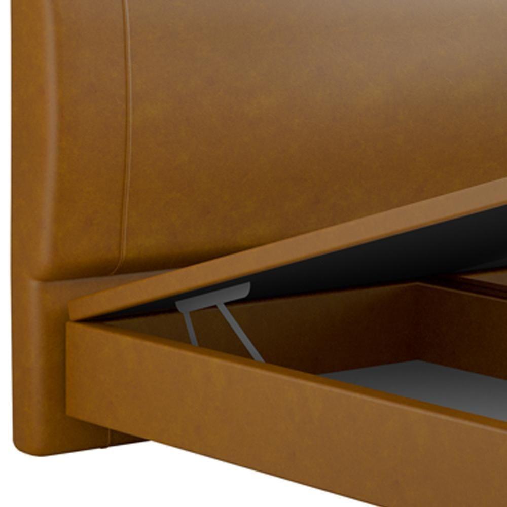 Cama King Baú Flutuante Com Cabeceira 195cm Spazio S04 Couríssimo Caramelo - Lyam Decor - 8