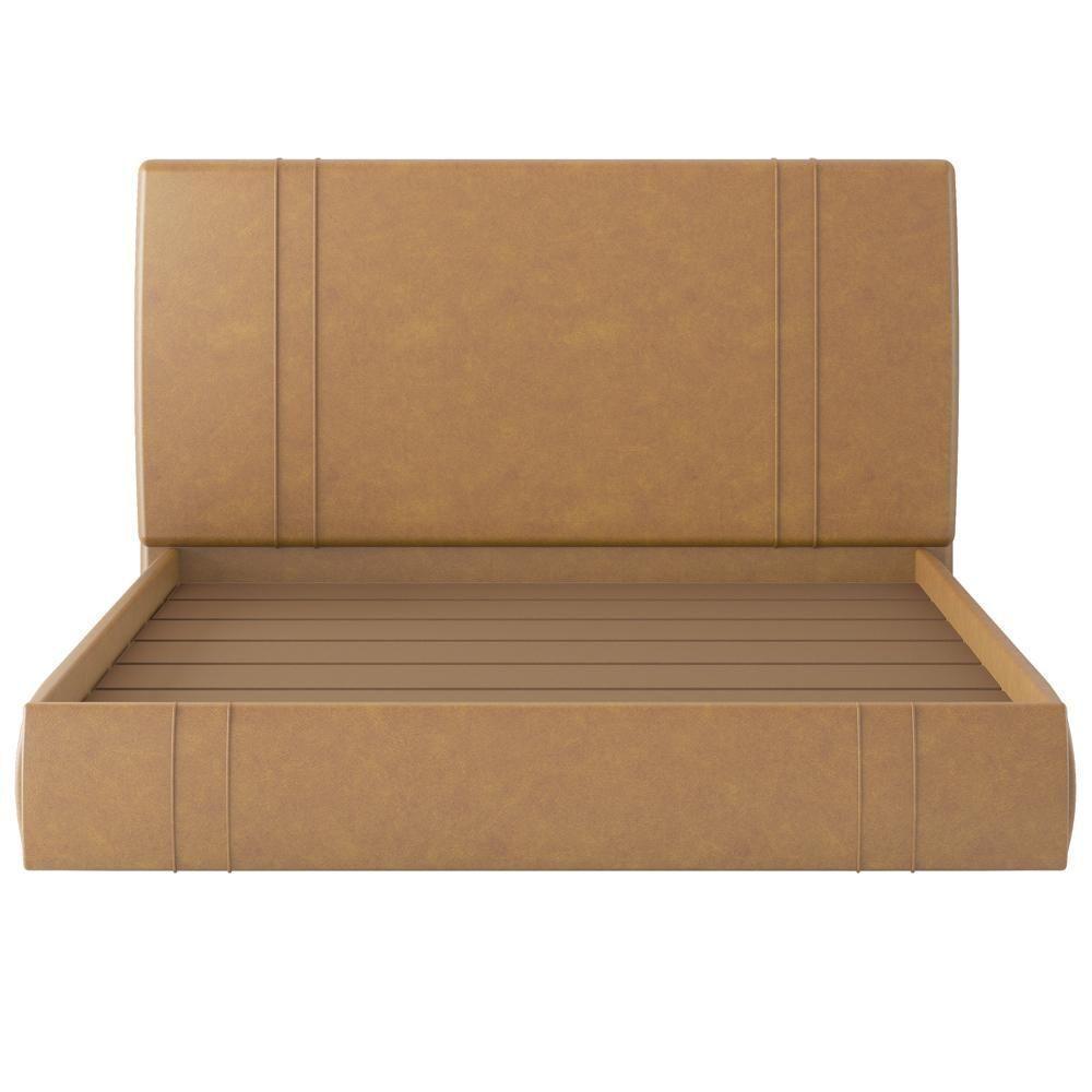 Cama Queen Flutuante Com Cabeceira 160cm Astra S04 Couríssimo Bege - Lyam Decor - 2