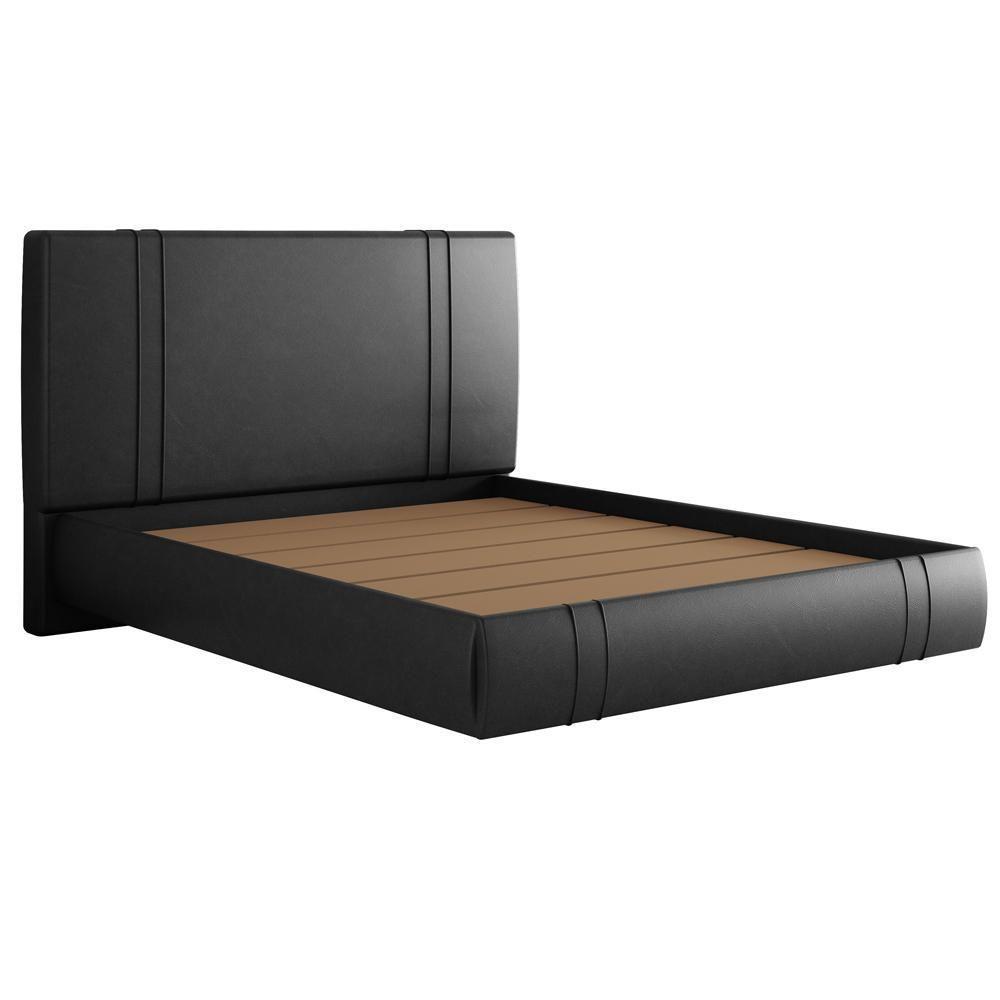 Cama Queen Flutuante Com Cabeceira 160cm Astra S04 Couríssimo Preto - Lyam Decor - 1