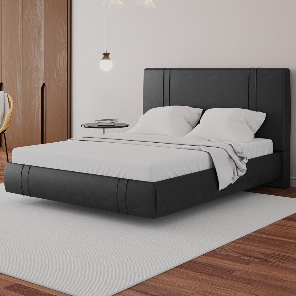 Cama Queen Flutuante Com Cabeceira 160cm Astra S04 Couríssimo Preto - Lyam Decor - 2