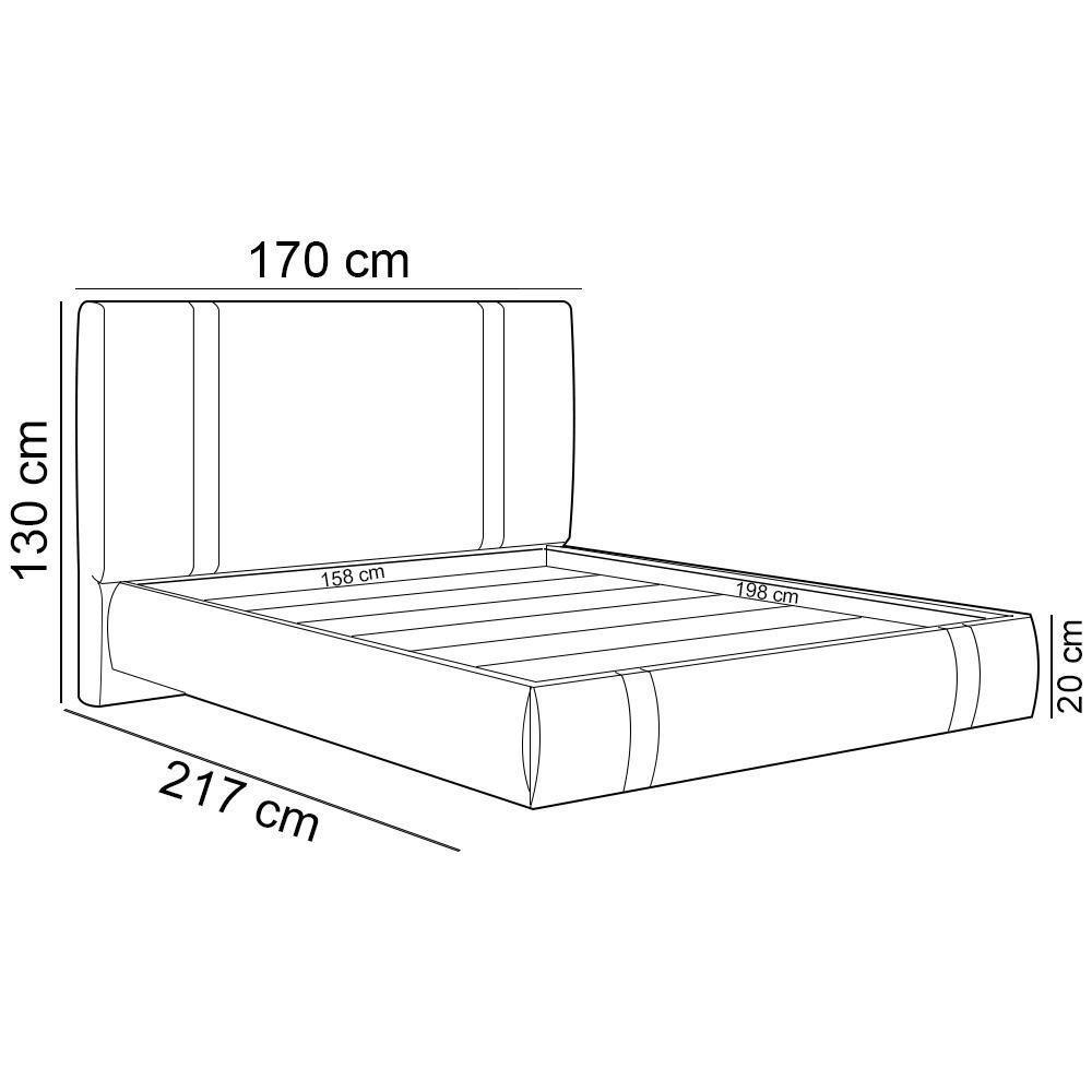 Cama Queen Flutuante Com Cabeceira 160cm Astra S04 Couríssimo Preto - Lyam Decor - 5