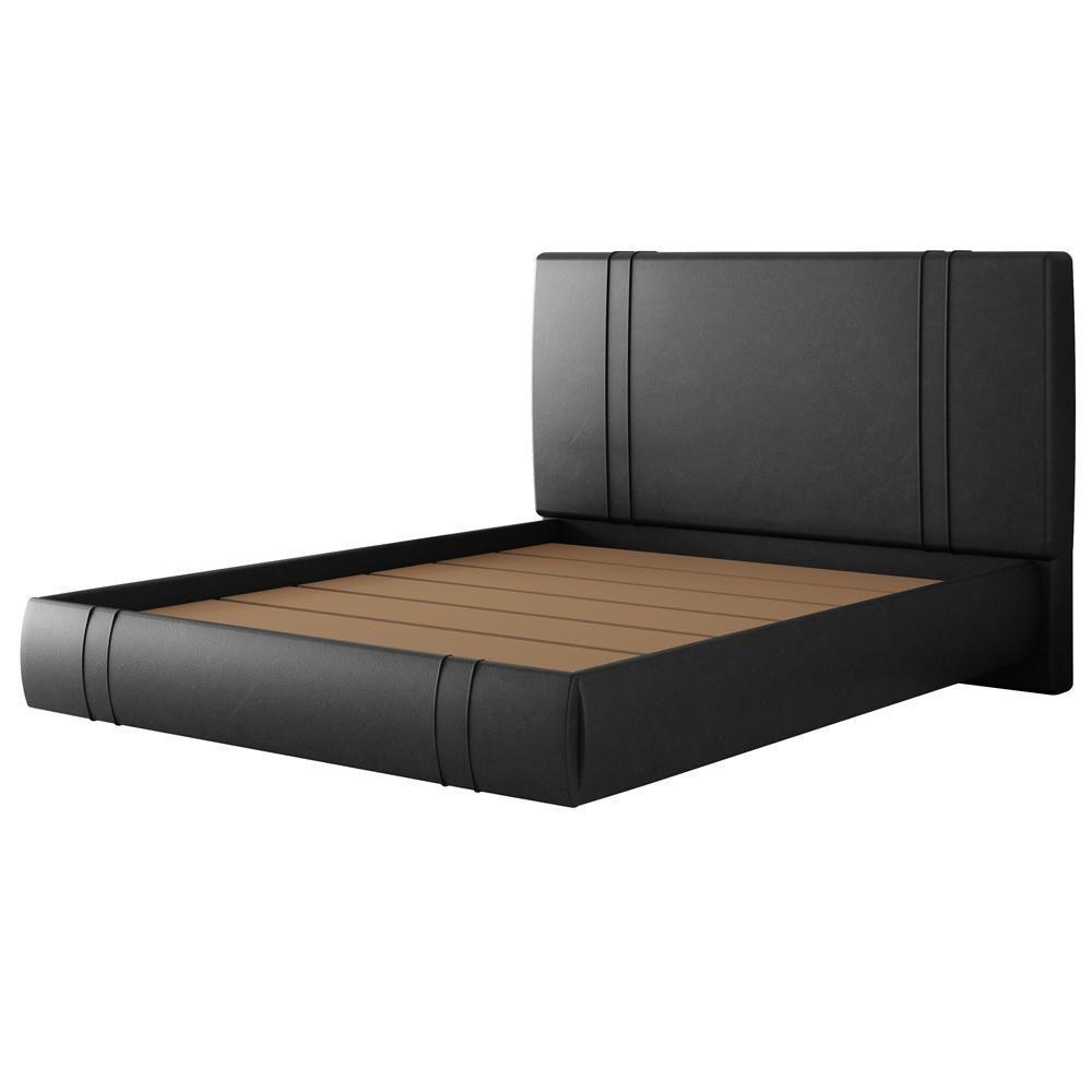 Cama Queen Flutuante Com Cabeceira 160cm Astra S04 Couríssimo Preto - Lyam Decor - 6