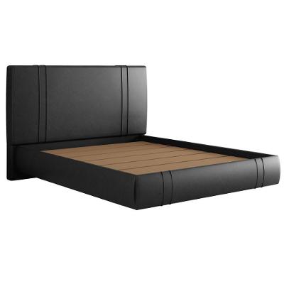 Cama Queen Flutuante Com Cabeceira 160cm Astra S04 Couríssimo Preto - Lyam Decor