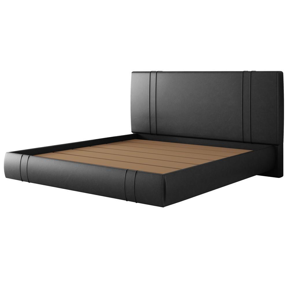 Cama King Flutuante Com Cabeceira 195cm Astra S04 Couríssimo Preto - Lyam Decor - 6