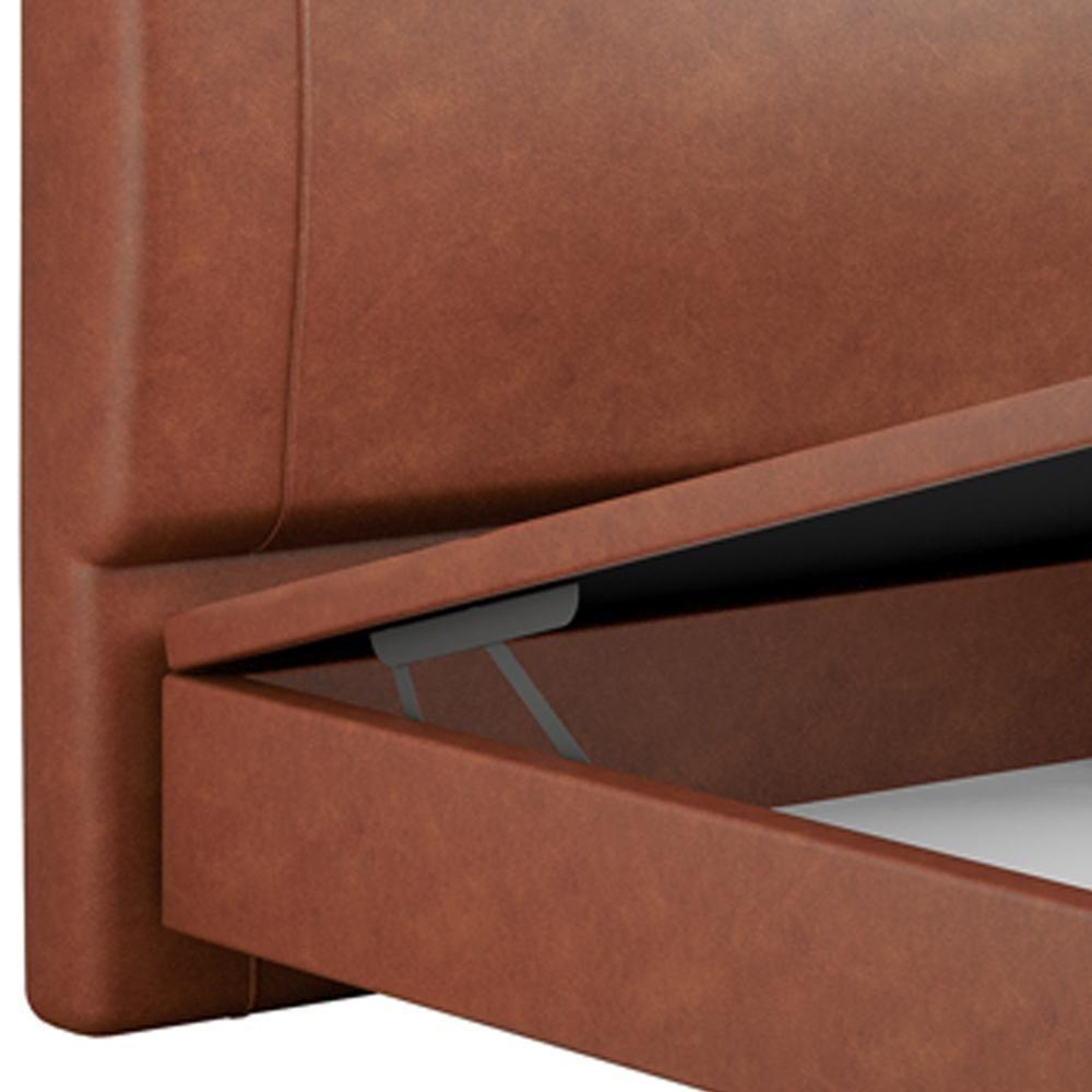Cama Casal Baú Flutuante Com Cabeceira 140cm Spazio S04 Couríssimo Telha - Lyam Decor - 8