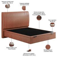 Cama Casal Baú Flutuante Com Cabeceira 140cm Spazio S04 Couríssimo Telha - Lyam Decor