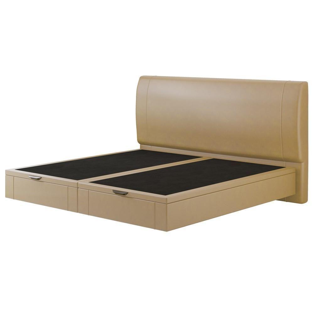 Cama King Baú Flutuante Com Cabeceira 195cm Spazio S04 Couríssimo Bege - Lyam Decor - 6
