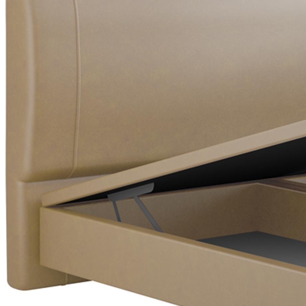 Cama King Baú Flutuante Com Cabeceira 195cm Spazio S04 Couríssimo Bege - Lyam Decor - 8