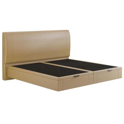 Cama King Baú Flutuante Com Cabeceira 195cm Spazio S04 Couríssimo Bege - Lyam Decor