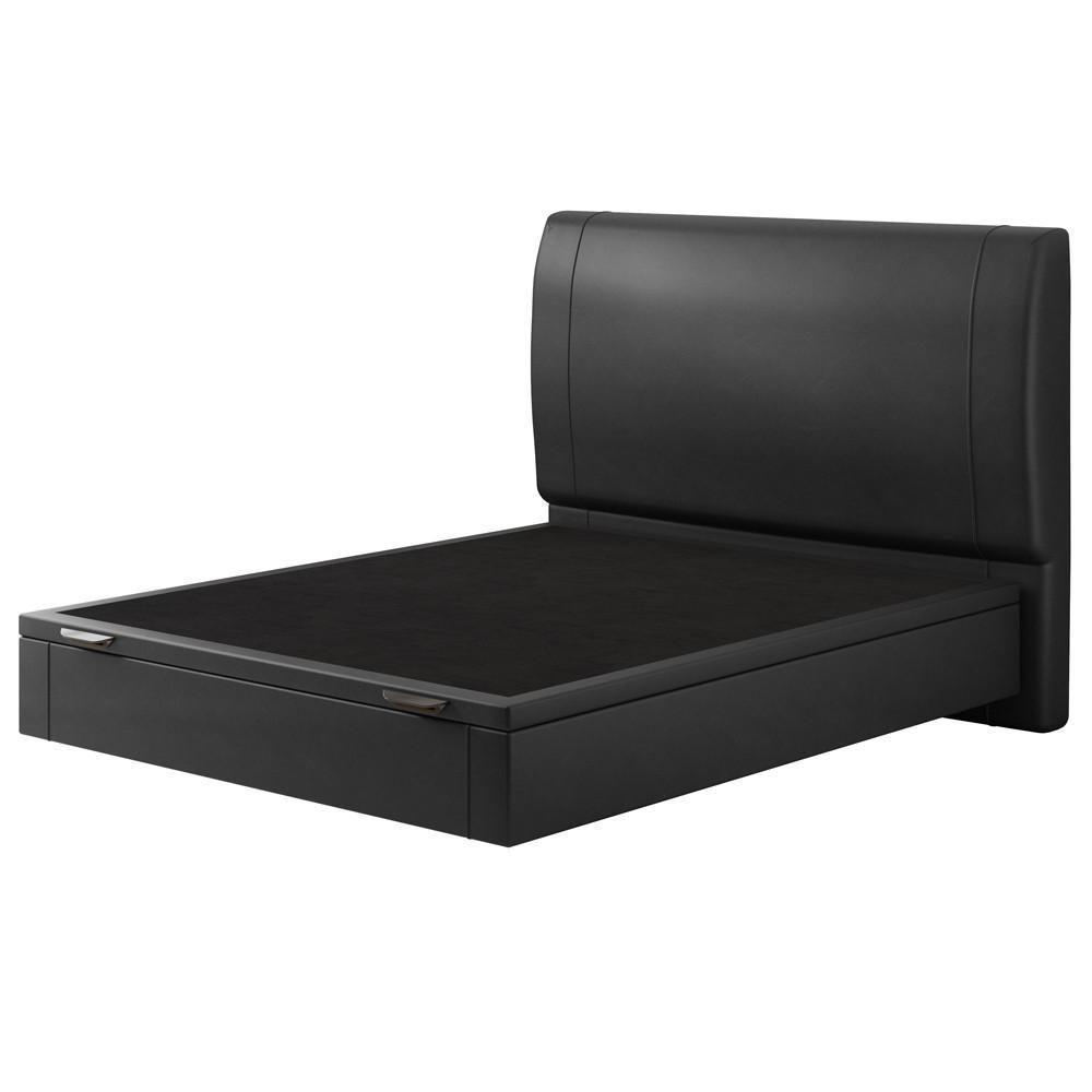 Cama Casal Baú Flutuante Com Cabeceira 140cm Spazio S04 Couríssimo Preto - Lyam Decor - 4