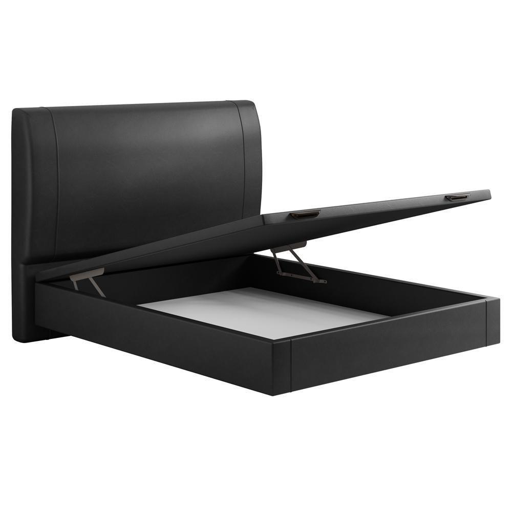 Cama Casal Baú Flutuante Com Cabeceira 140cm Spazio S04 Couríssimo Preto - Lyam Decor - 5