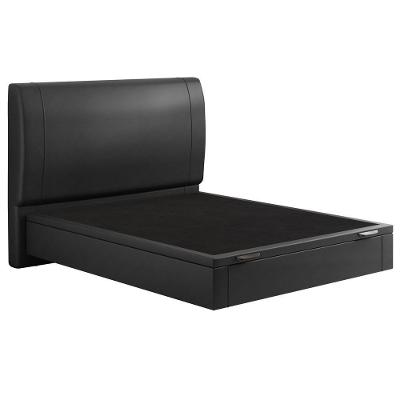 Cama Casal Baú Flutuante Com Cabeceira 140cm Spazio S04 Couríssimo Preto - Lyam Decor