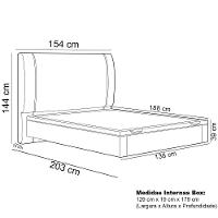 Cama Casal Baú Flutuante Com Cabeceira 140cm Spazio S04 Couríssimo Preto - Lyam Decor - 3