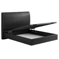 Cama Casal Baú Flutuante Com Cabeceira 140cm Spazio S04 Couríssimo Preto - Lyam Decor - 5