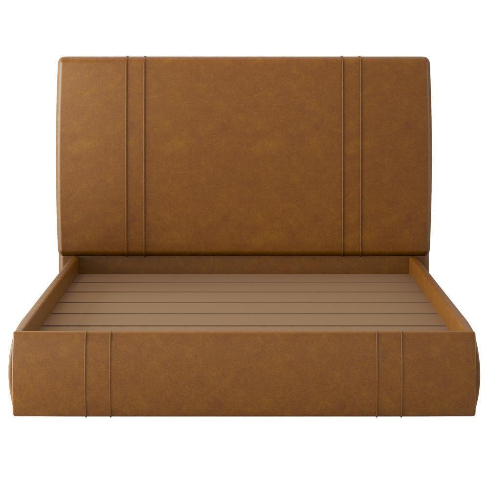 Cama Casal Flutuante Com Cabeceira 140cm Astra S04 Couríssimo Caramelo - Lyam Decor - 3