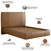 Cama Casal Flutuante Com Cabeceira 140cm Astra S04 Couríssimo Caramelo - Lyam Decor