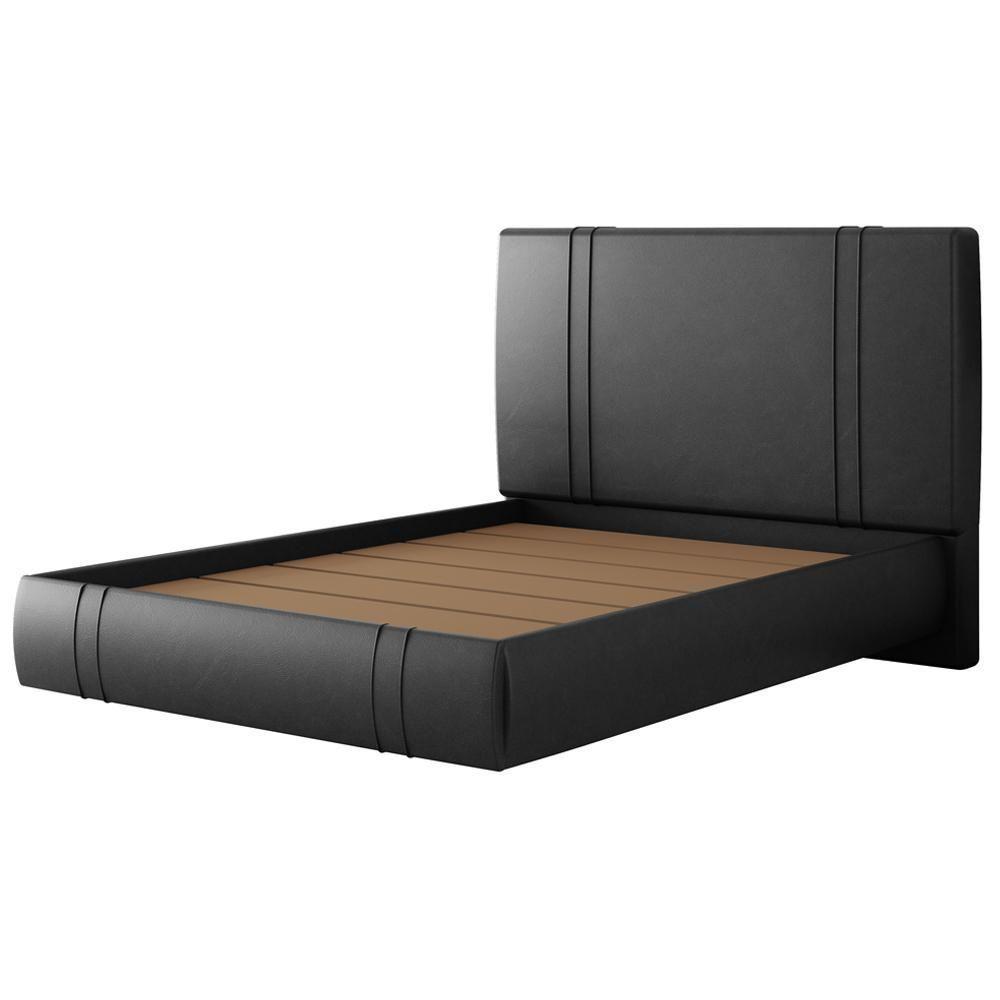 Cama Casal Flutuante Com Cabeceira 140cm Astra S04 Couríssimo Preto - Lyam Decor - 6