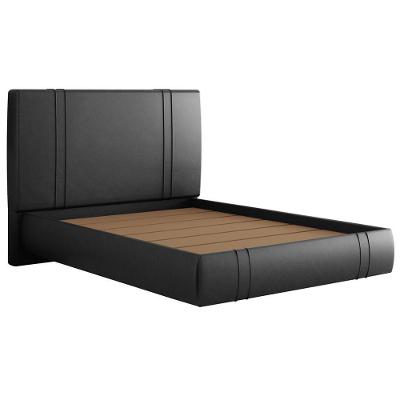 Cama Casal Flutuante Com Cabeceira 140cm Astra S04 Couríssimo Preto - Lyam Decor