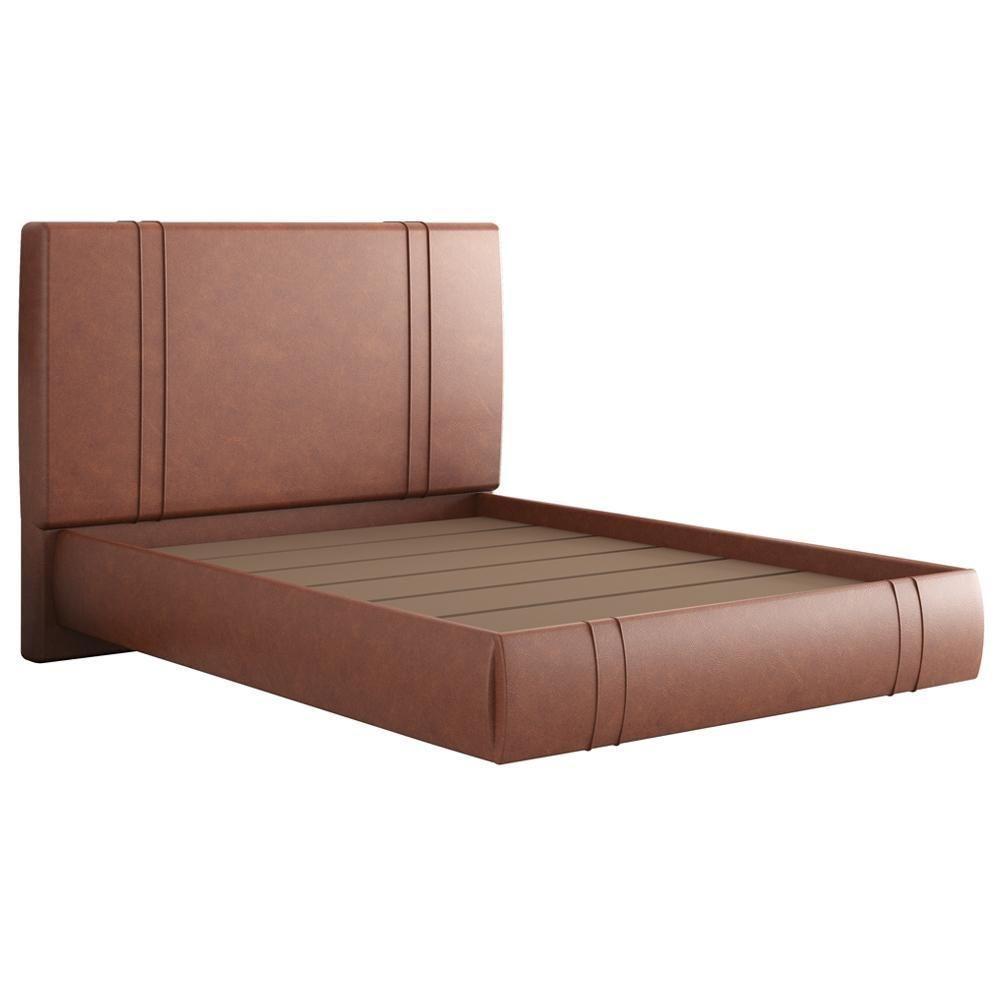 Cama Casal Flutuante Com Cabeceira 140cm Astra S04 Couríssimo Telha - Lyam Decor - 1