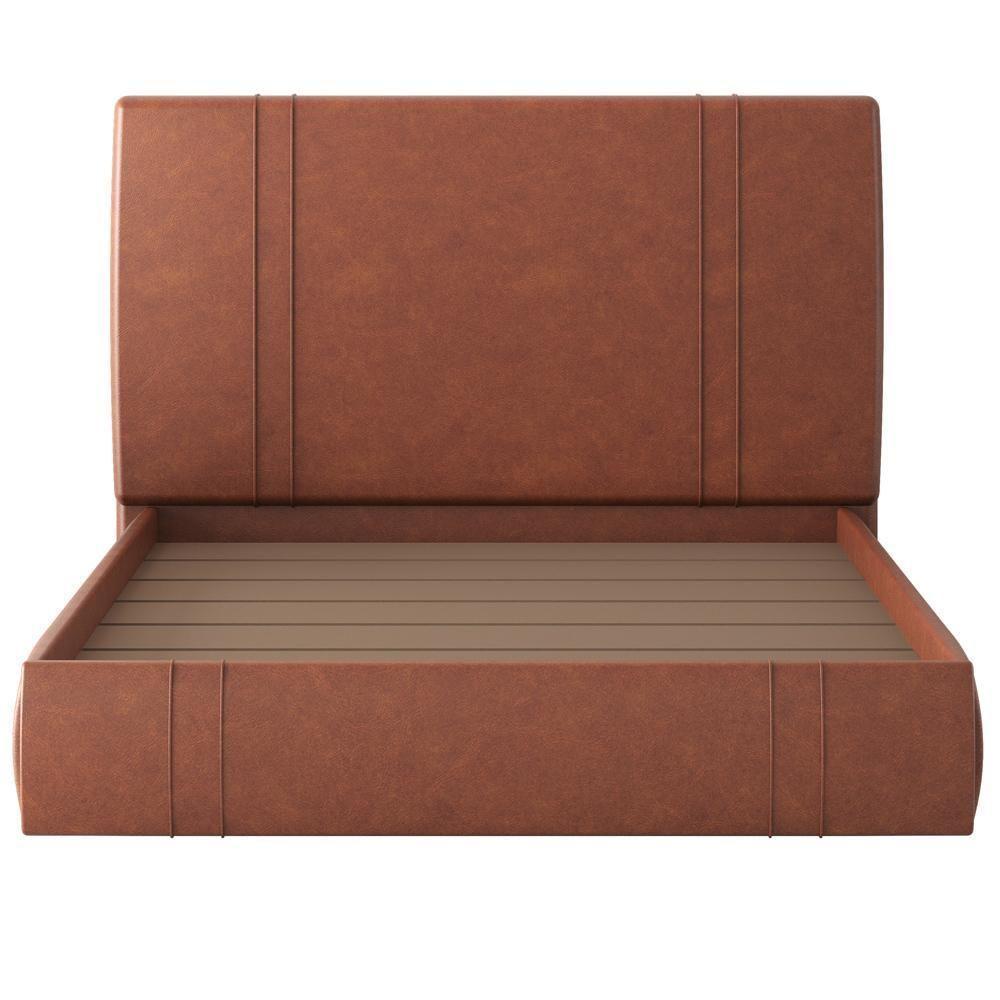 Cama Casal Flutuante Com Cabeceira 140cm Astra S04 Couríssimo Telha - Lyam Decor - 3