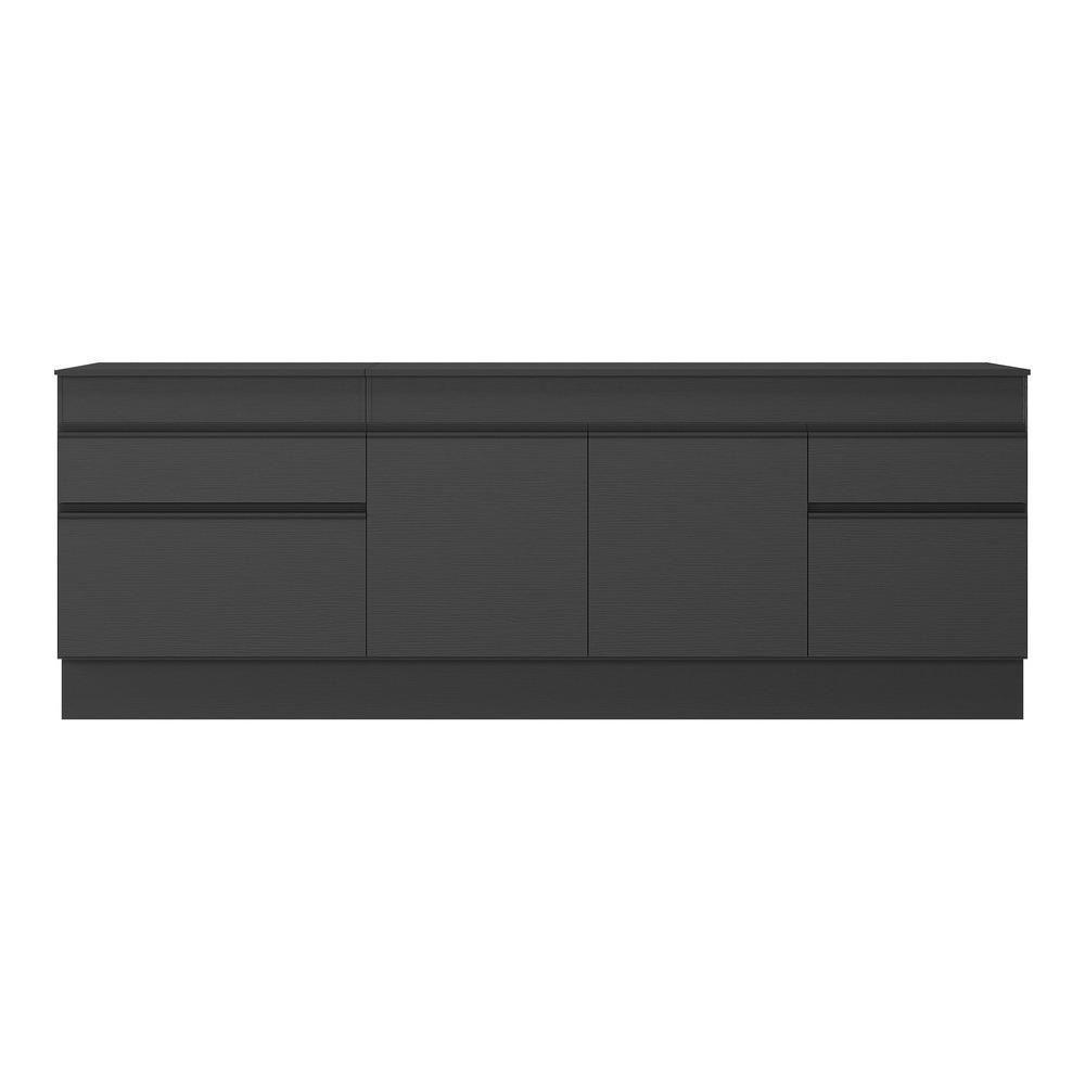 Kit Com 2 Balcões De Cozinha 150cm E 70cm Com Rodapé Veneza Multimóveis V2108 Preto Preto - 2