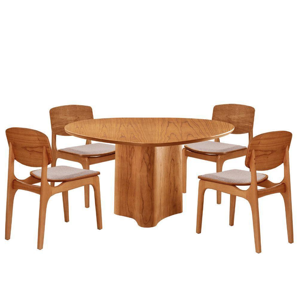 Mesa Com 4 Cadeiras Selene Malta Gold Moderna Mobília Brisa/ Imbuia Nat. - 2