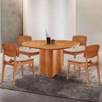 Mesa Com 4 Cadeiras Selene Malta Gold Moderna Mobília Brisa/ Imbuia Nat. - 1