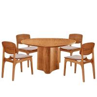 Mesa Com 4 Cadeiras Selene Malta Gold Moderna Mobília Brisa/ Imbuia Nat. - 2