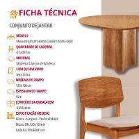 Mesa Com 4 Cadeiras Selene Malta Gold Moderna Mobília Brisa/ Imbuia Nat. - 7