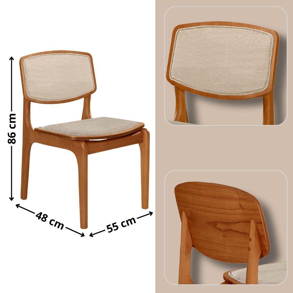 Mesa 135cm Laminado Com 4 Cadeiras Malta Moderna Linho Off / Imbuia Nat. - 3