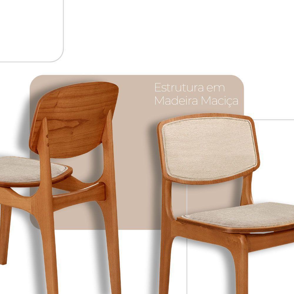 Mesa 135cm Laminado Com 4 Cadeiras Malta Moderna Linho Off / Imbuia Nat. - 5