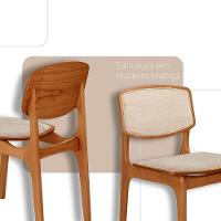 Mesa 135cm Laminado Com 4 Cadeiras Malta Moderna Linho Off / Imbuia Nat. - 5