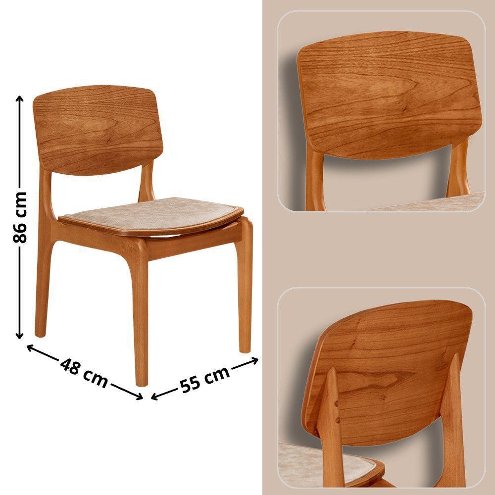 Mesa Com 4 Cadeiras Selene Malta Gold Moderna Mobília Milano / Imbuia Nat. - 3