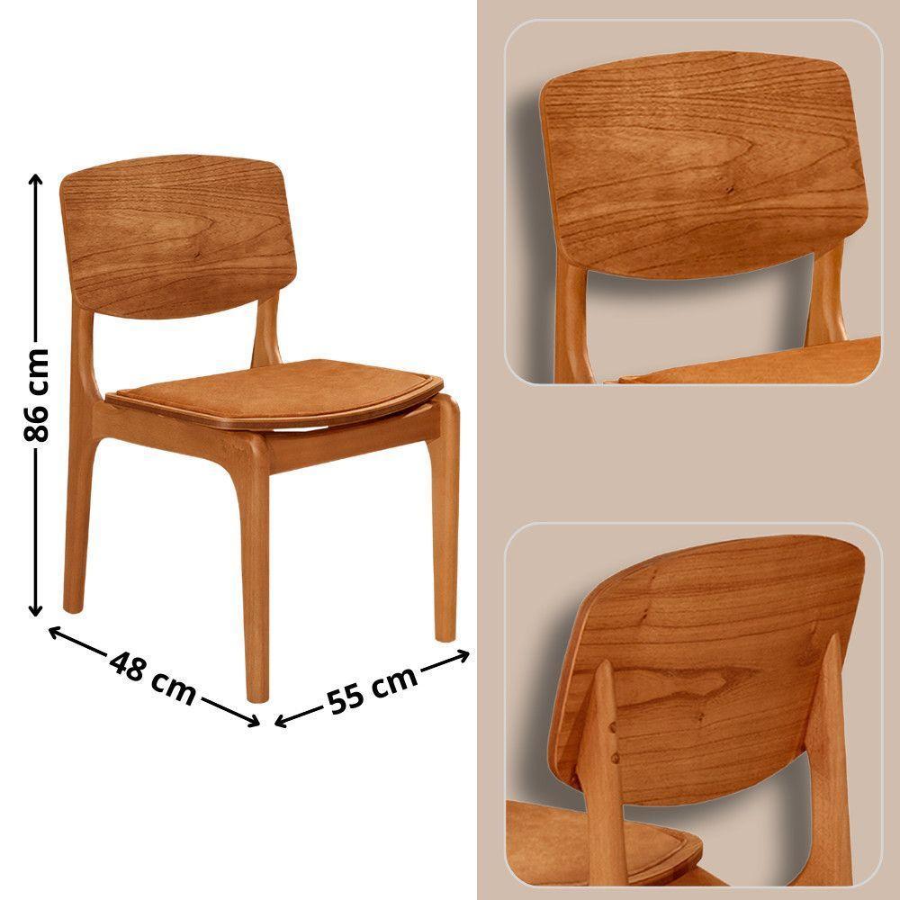 Mesa Com 4 Cadeiras Selene Malta Gold Moderna Mobília Star Caramelo / Imbuia Nat. - 3