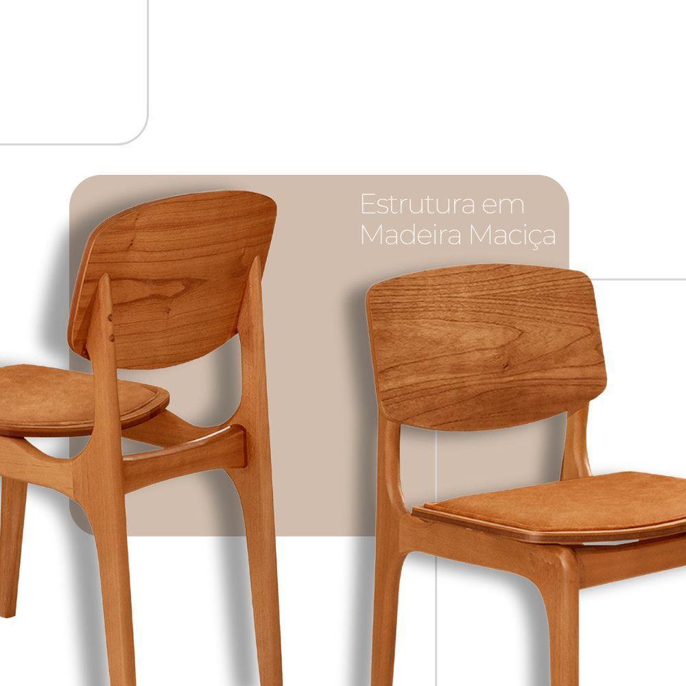 Mesa Com 4 Cadeiras Selene Malta Gold Moderna Mobília Star Caramelo / Imbuia Nat. - 5