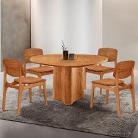 Mesa Com 4 Cadeiras Selene Malta Gold Moderna Mobília Star Caramelo / Imbuia Nat. - 1