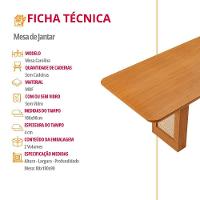 Mesa Jantar Carolina 180cm Tampo Mdf Canto Copo Moderna Naturalle - 4