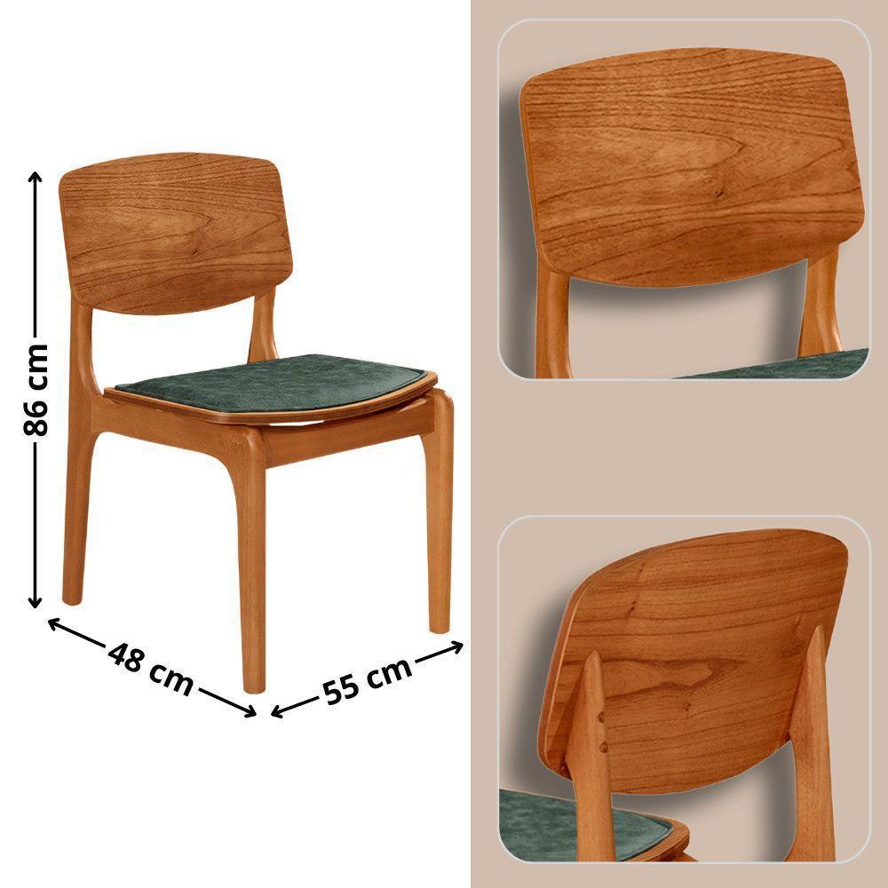 Mesa Com 4 Cadeiras Selene Malta Gold Moderna Mobília Jade / Imbuia Nat. - 3