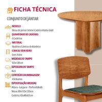 Mesa Com 4 Cadeiras Selene Malta Gold Moderna Mobília Jade / Imbuia Nat. - 7