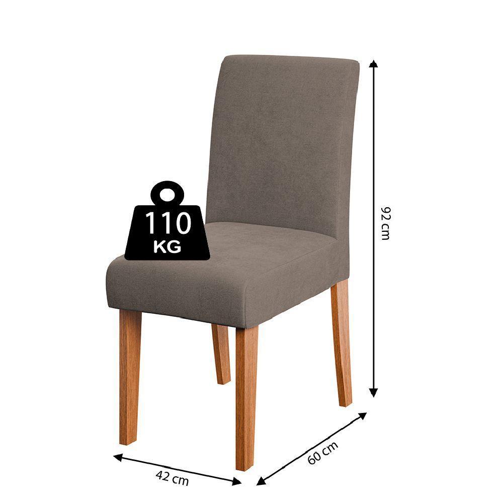 Conjunto De Mesa Sala De Jantar Tampo Com Vidro 1,80m Grécia 6 Cadeiras Trieste Dobuê Madeirado/mascavo - 4