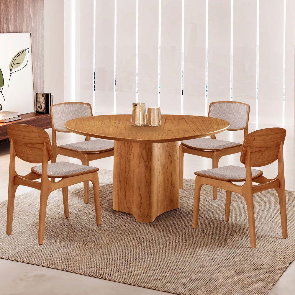 Mesa 135cm Laminado Com 4 Cadeiras Malta Moderna Brisa/ Imbuia Nat. - 1