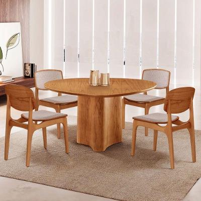 Mesa 135cm Laminado Com 4 Cadeiras Malta Moderna Brisa/ Imbuia Nat.