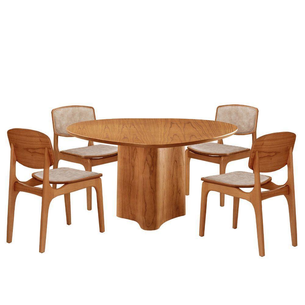 Mesa 135cm Laminado Com 4 Cadeiras Malta Moderna Milano / Imbuia Nat. - 2