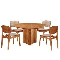 Mesa 135cm Laminado Com 4 Cadeiras Malta Moderna Milano / Imbuia Nat. - 2