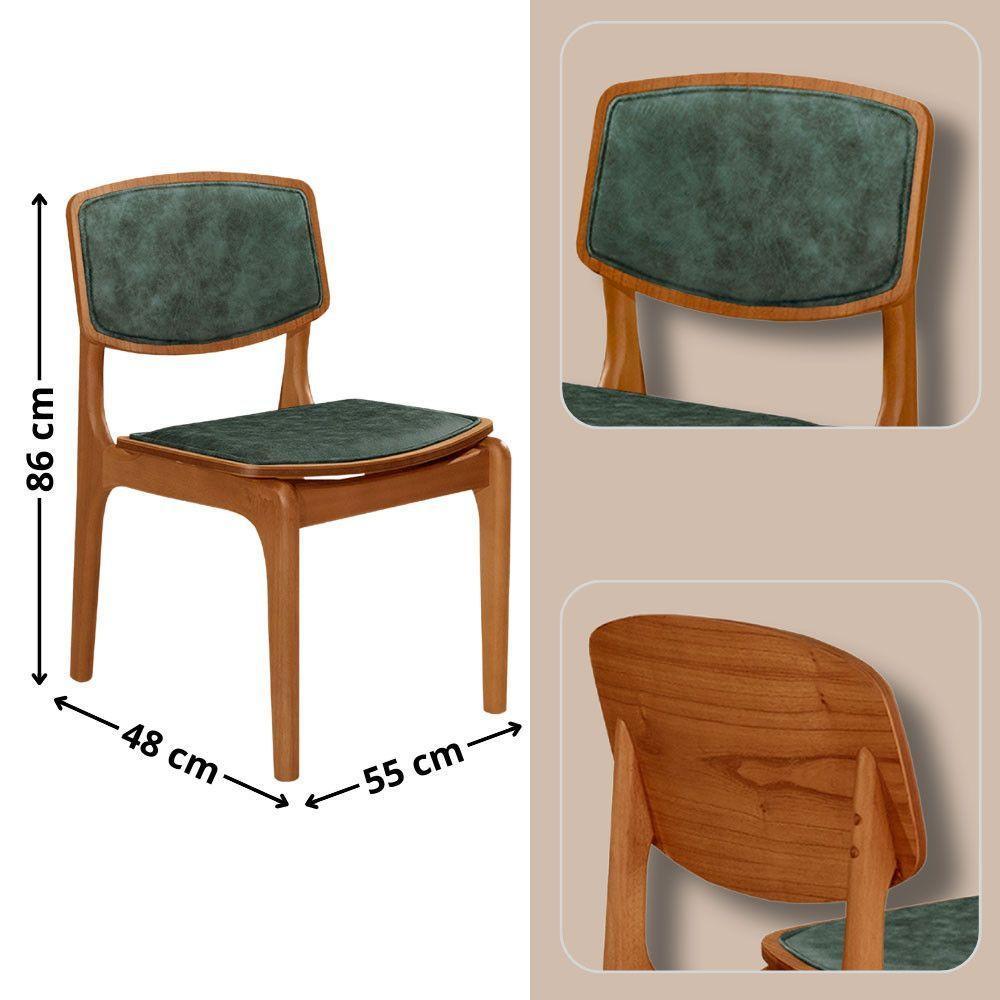 Mesa 135cm Laminado Com 4 Cadeiras Malta Moderna Jade / Imbuia Nat. - 3