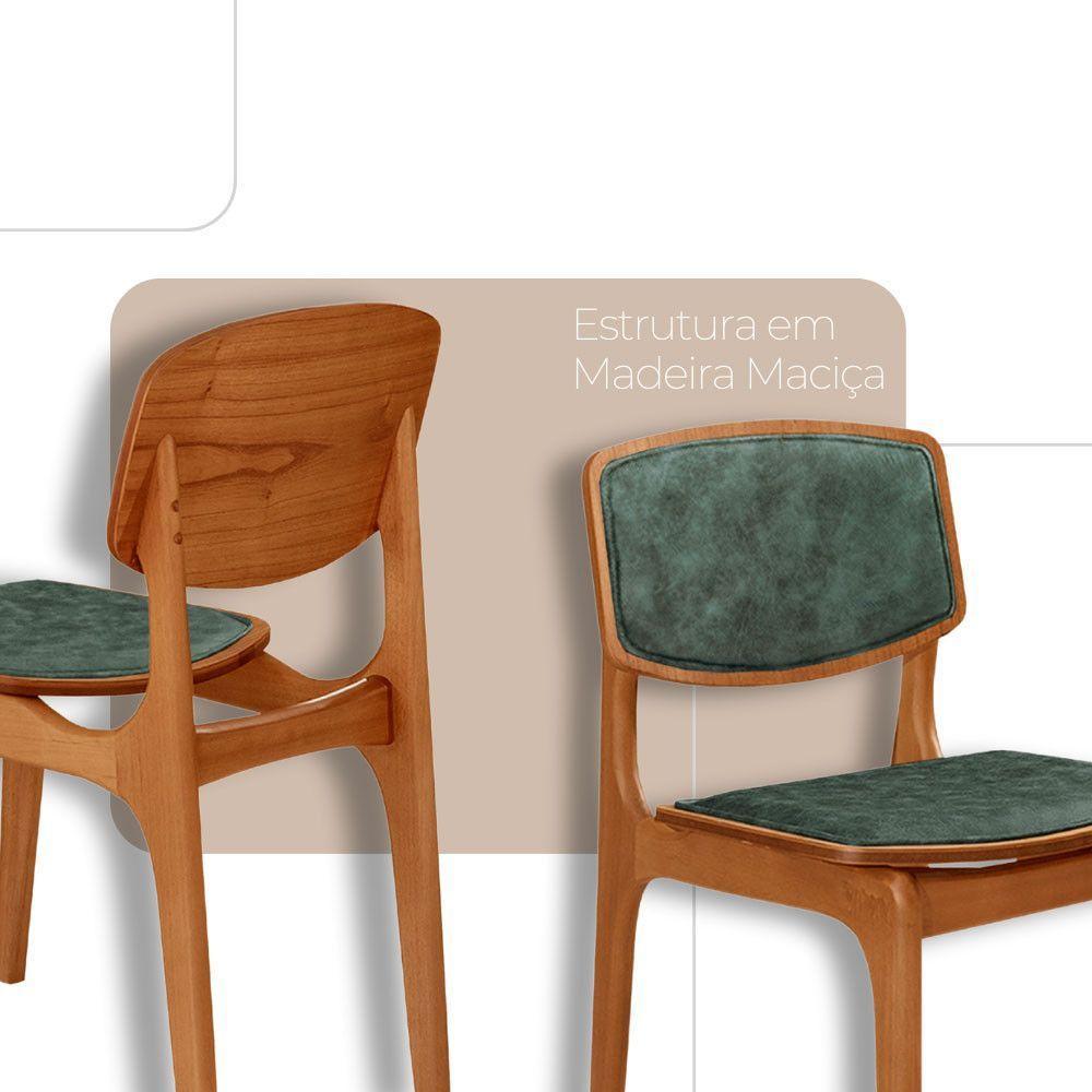 Mesa 135cm Laminado Com 4 Cadeiras Malta Moderna Jade / Imbuia Nat. - 5