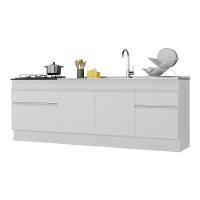 Kit Com 2 Balcões De Cozinha 150cm E 70cm Com Rodapé Veneza Multimóveis V2108 Branco Branco - 1