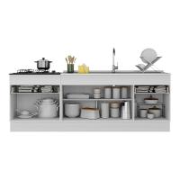 Kit Com 2 Balcões De Cozinha 150cm E 70cm Com Rodapé Veneza Multimóveis V2108 Branco Branco - 3